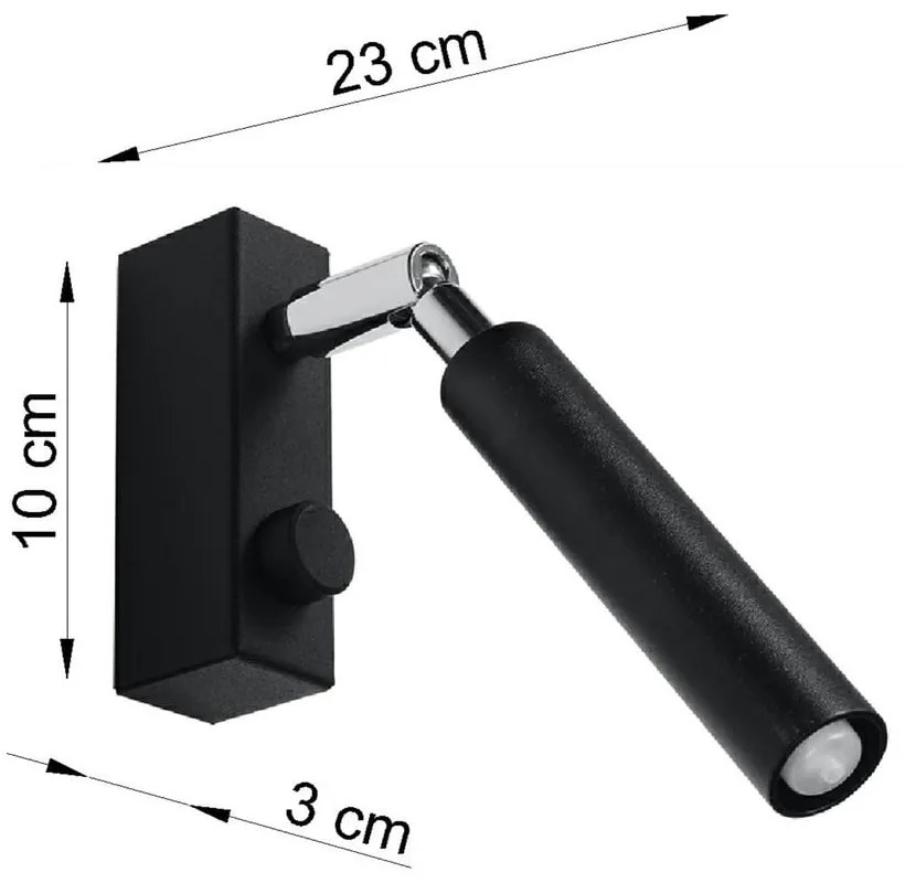 Spot negru 10x3 cm Tiden – Sollux