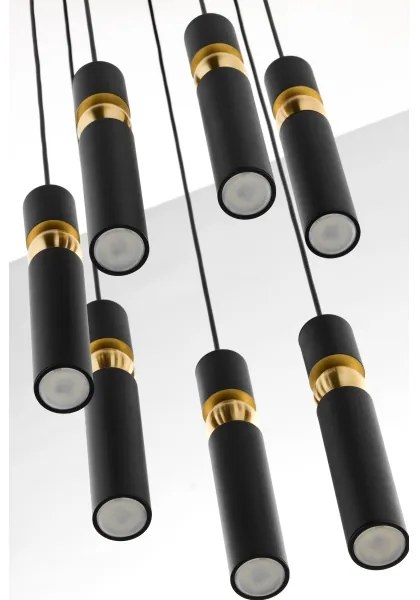 Lustră pe cablu Jupiter 2015 ALAS 7xGU10/10W/230V negru/auriu