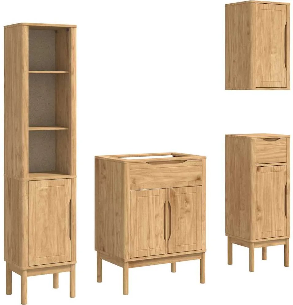 vidaXL Set de mobilier pentru baie cu sertar FLORO 4 pcs Maroniu cerat