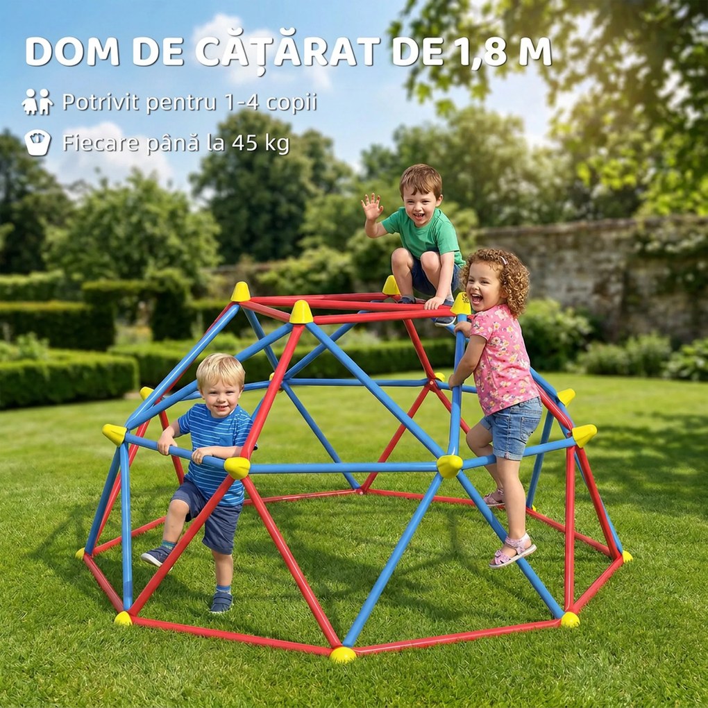 Outsunny Cadru de catarat, Jungle Gym, Turn geometric de catarat in aer liber cu rama din otel rezistenta la rugina | Aosom Romania