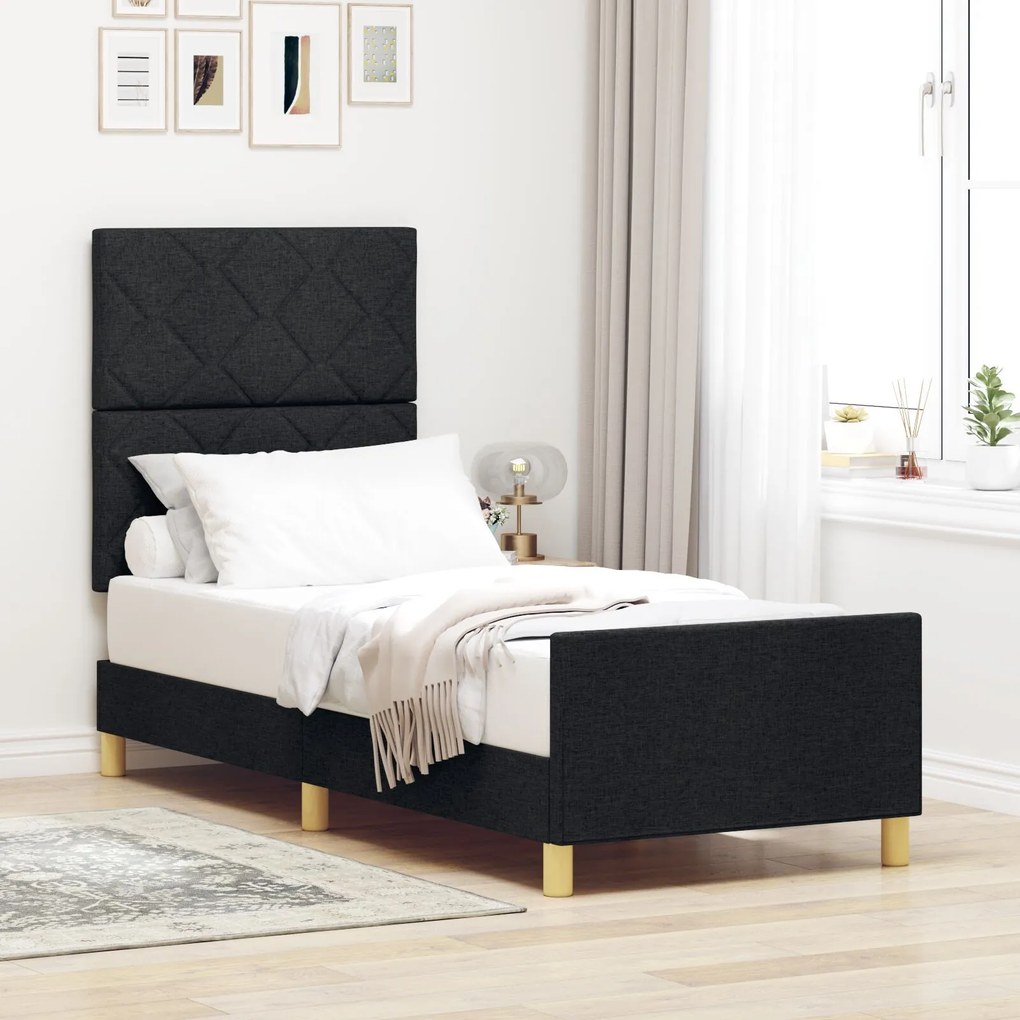 vidaXL Cadru de pat, negru, 80x200 cm, textil