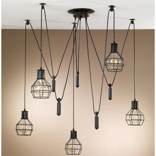 Lustră pe cablu ONLI SPIDER 5xE27/15W/230V spider negru