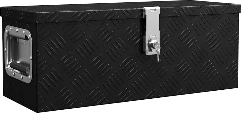vidaXL Cutie de depozitare, negru, 60x23,5x23 cm, aluminiu