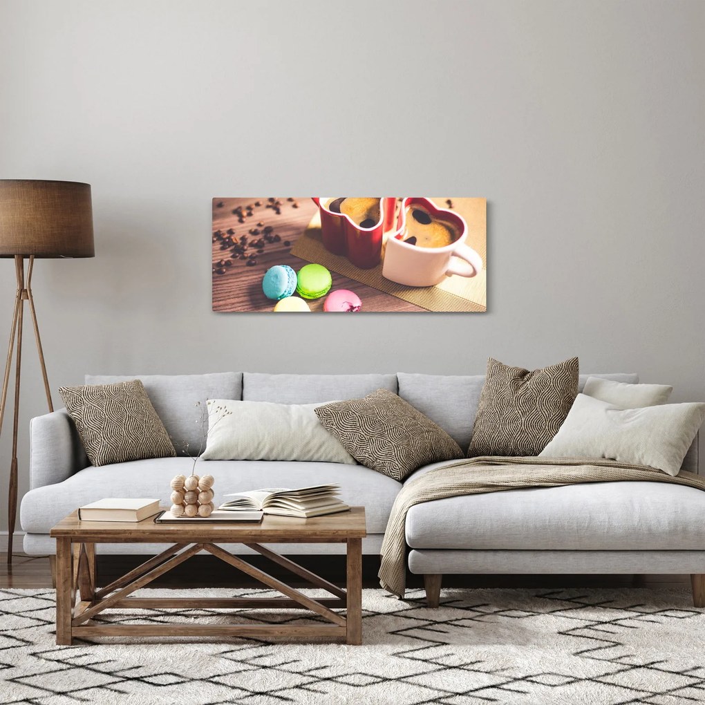 Tablou cu cafea și macarooni (120x50 cm)