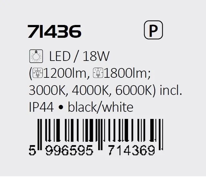 Plafoniera pentru baie, Protectie IP44 Alenzo D-30,5cm negru, alb