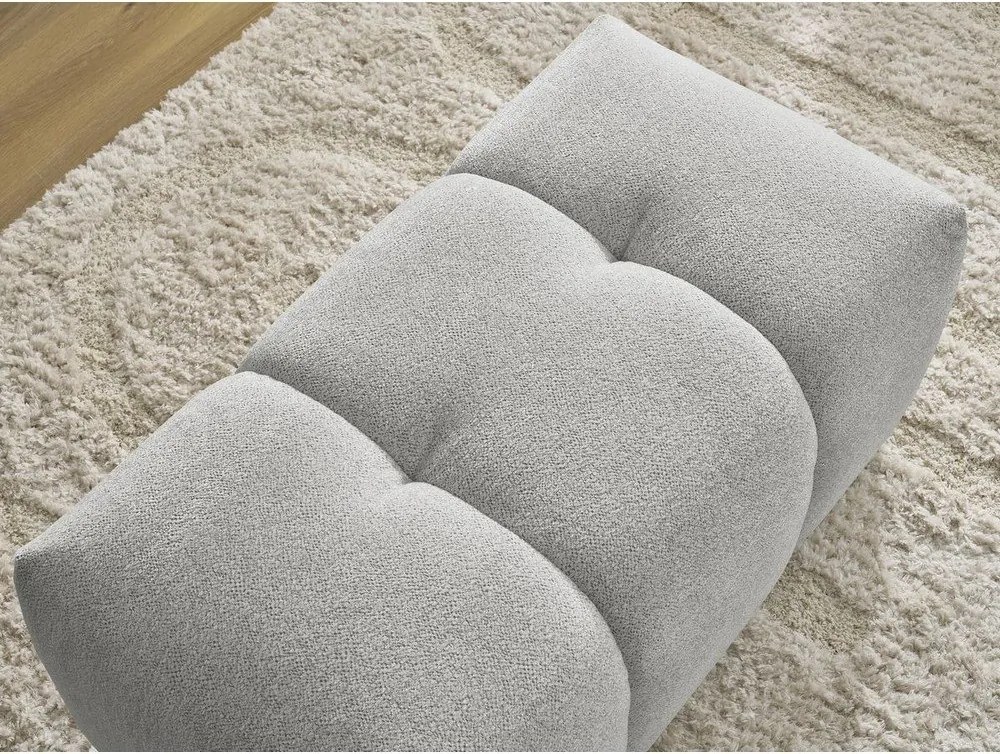 Taburet gri deschis cu tapițerie din chenille Roxelane – Bobochic Paris