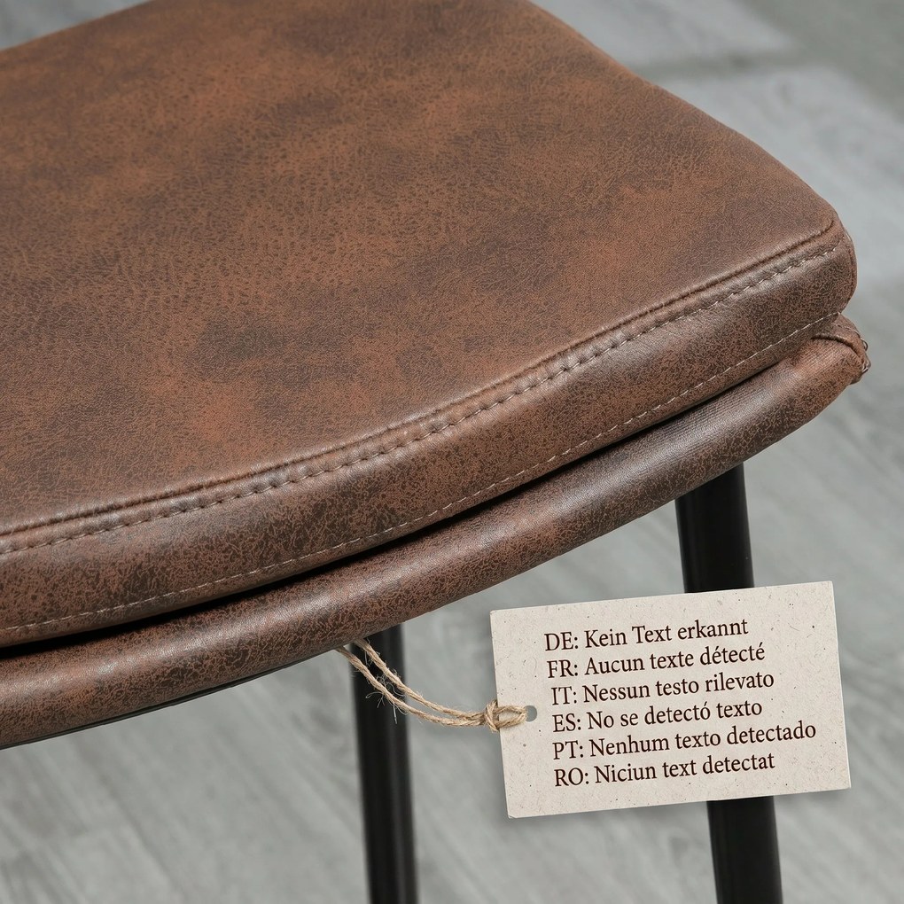 HOMCOM Set 2 Scaune de Bar în Stil Industrial, din Piele Ecologică, 48.5x38.5x68.5 cm, Negru și Maro | Aosom Romania