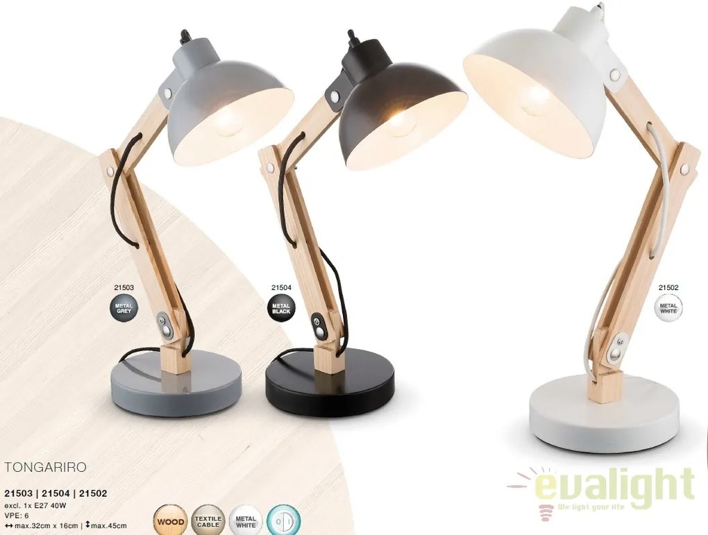Veioza / Lampa de masa moderna Tongariro negru 21504 GL