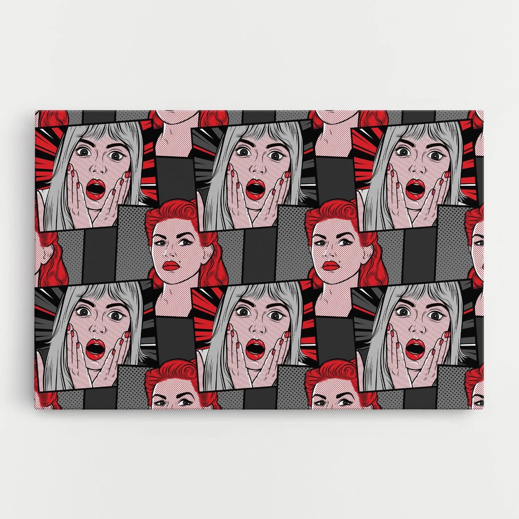 Tablou Canvas, 40x60cm, Dormitor si Living, Moderne, Pop, Grey Red Pop Art