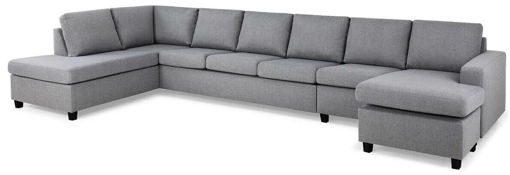 Colțar Scandinavian Choice C164Gri deschis, Negru, 407x199x80cm, Picioare: Plastic