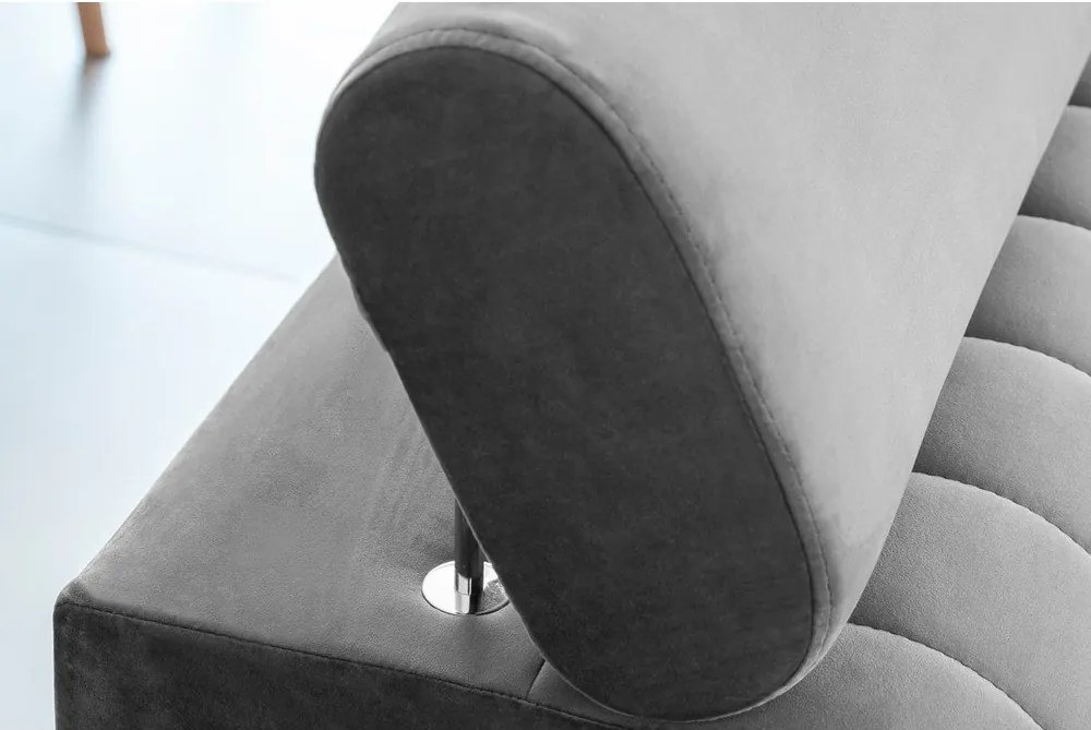 Canapea gri deschis extensibilă cu tapițerie din catifea 261 cm Laurence – ELTAP