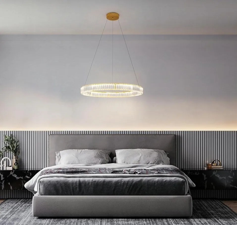Lustra suspendata LED design ambiental Ring auriu 100cm