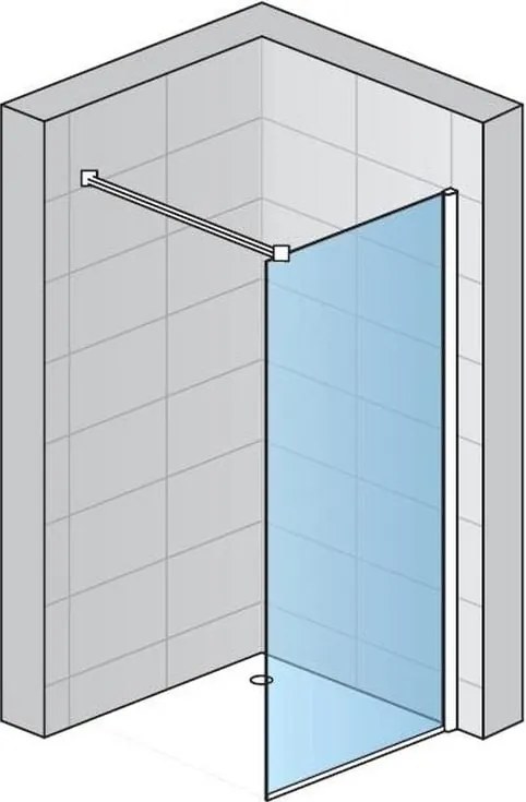 Paravan dus cu sticla riflata walk-in 100x200 cm, gun metal periat, sticla 8 mm, Ronal Lina 1000x2000 mm, Gun metal periat