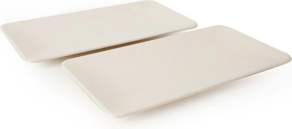 Set 2 platouri 275KRM1896, crem, ceramica, 33x17 cm