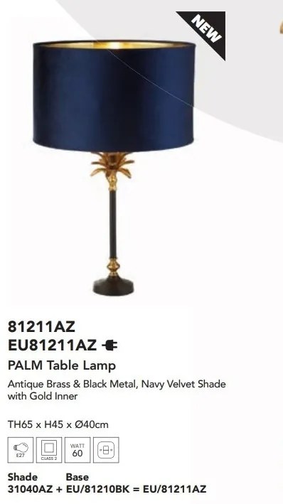 Veioza, Lampa de masa eleganta Palm bleumarin