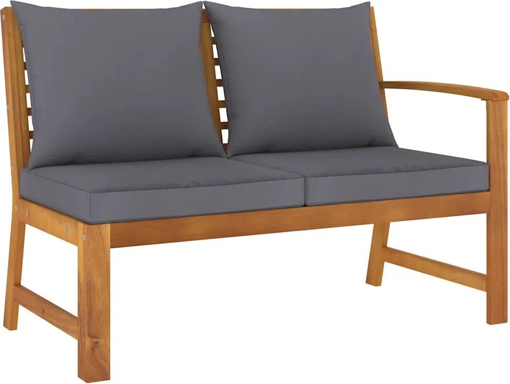 vidaXL Bancă de grădină, perne gri închis, 114,5 cm, lemn masiv acacia