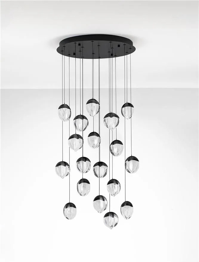 Lustra cu 18 pendule LED ALICIA negru