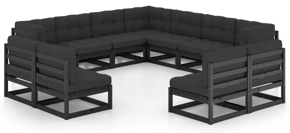 vidaXL Set mobilier grădină cu perne, 11 piese, lemn masiv de pin