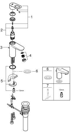 GROHE BAULOOP - baterie pentru lavoar, crom lucios 32814000