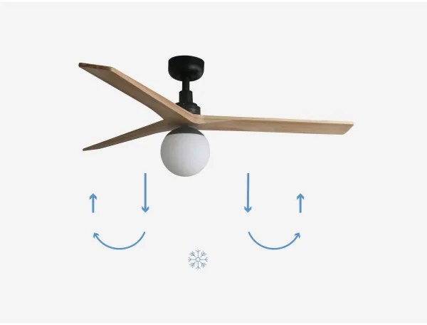 Ventilator de tavan FARO 34283-11L KLIM M 1xE27/15W/230V lemn/negru + telecomandă