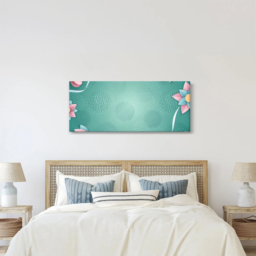 Tablou - Cercuri cu flori (120x50 cm)