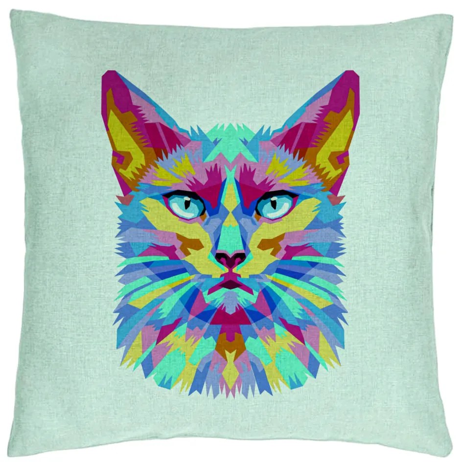 Perna Decorativa, Model Contrast Cat, 40x40 cm, Verde Menta, Husa Detasabila, Burduf