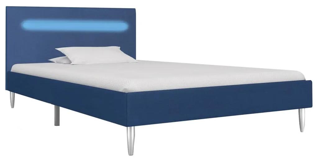 280971 vidaXL Cadru de pat cu LED-uri, albastru, 90x200 cm, material textil