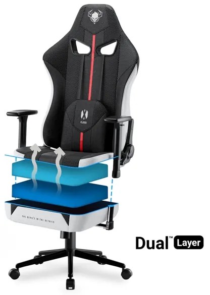 Scaun Din Material Textil Diablo X-Player 2.0 Small, Alb-negru