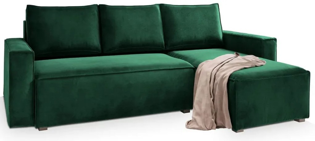 Canapea extensibila de colt CAVELO, verde inchis, reversibila