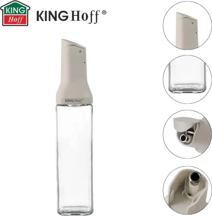 Sticla pentru sosuri Kinghoff KH 2004, 500 ml, Cu dozator, Inchidere etansa, Bej