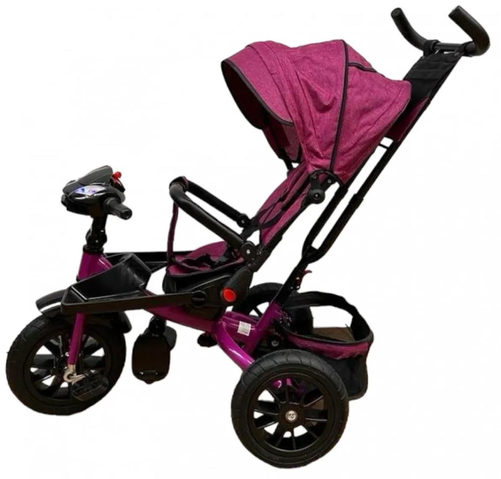 Tricicleta cu pozitie de somn, muzica si lumini, +8 luni, roz TMR-50-roz