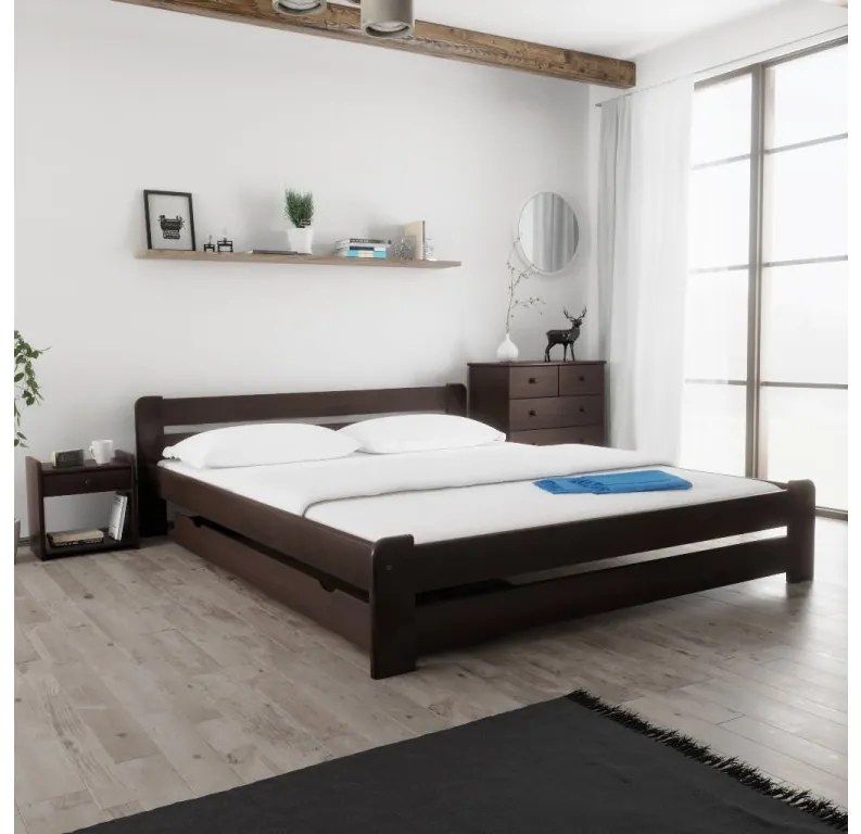 Pat Laura 180x200 cm, nuc Saltele: Cu saltele Sommera 18 cm, Somiera pat: Cu lamele curbate
