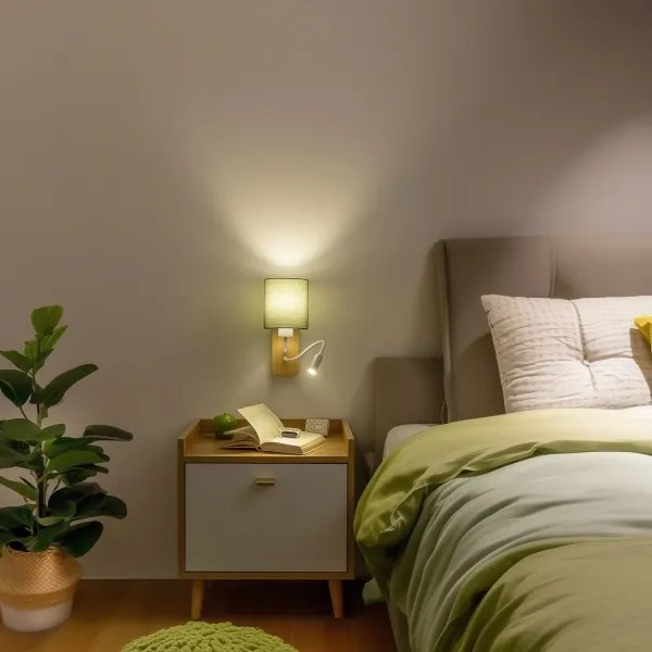 Lampă LED de perete Brilagi NUBILA WOOD 1xE27/25W/230V + LED/3W stejar/verde