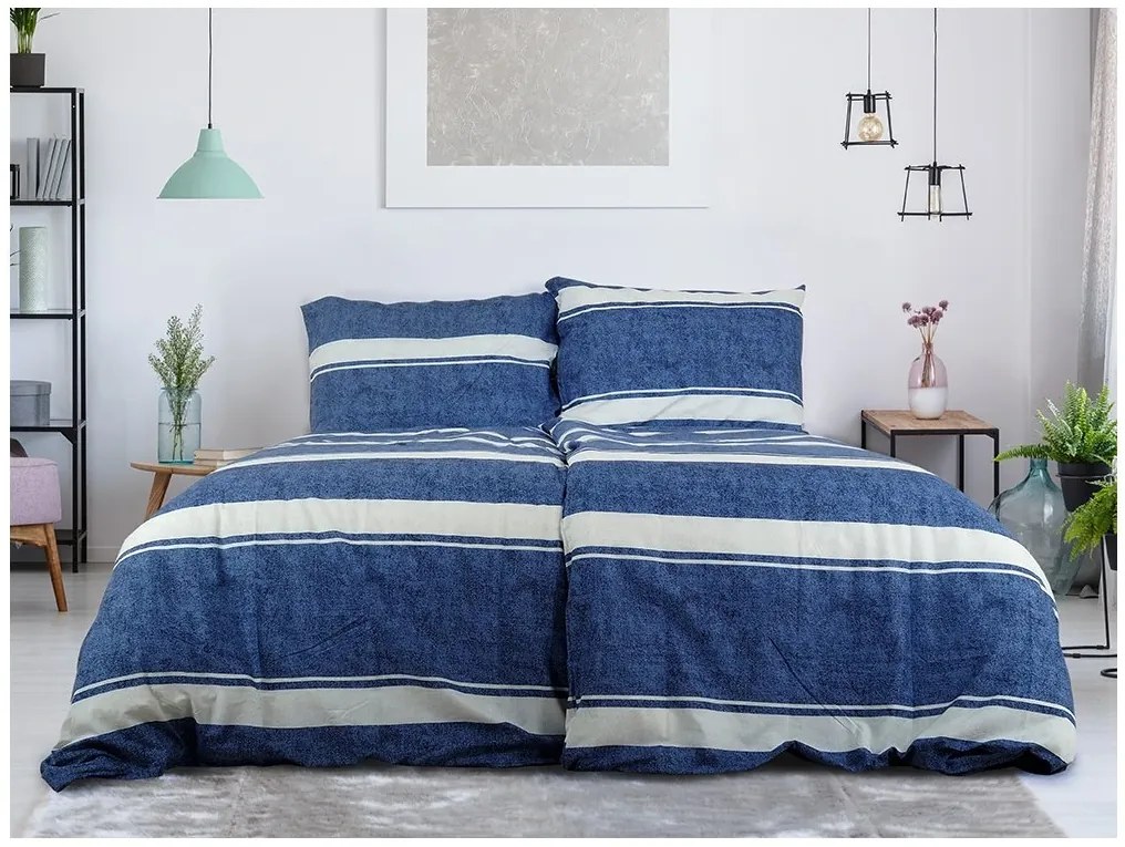 Lenjerie de pat din bumbac Renforce BLUE LINE albastru Dimensiunile lenjeriei: 70 x 90 cm | 140 x 200 cm