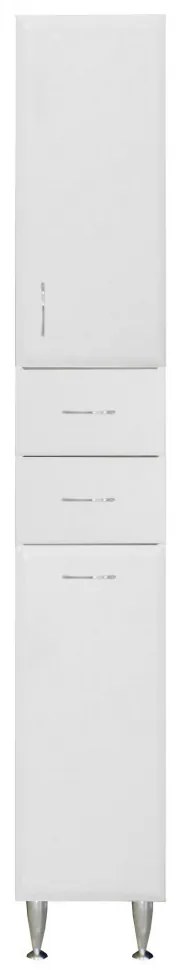 Dulap înalt Bianca Plus 30 cu 1 ușă, 2 sertare, suport pentru rufe, alb lucios, dreapta