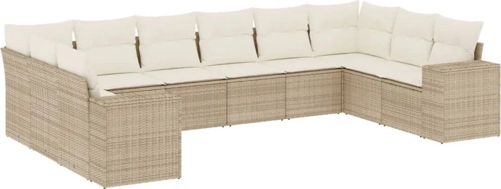 vidaXL Set canapele de grădină cu perne, 10 piese, bej, poliratan