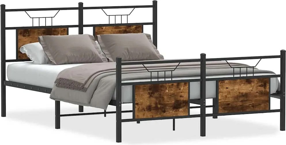 vidaXL Cadru pat fără saltea stejar fumuriu 140x200 cm lemn prelucrat