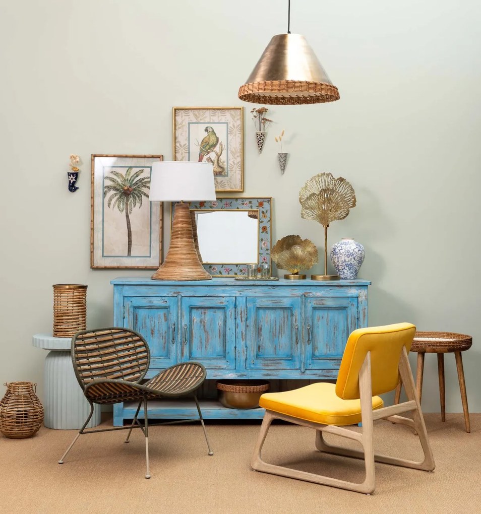 Scaun dining multicolor din rattan Santaï
