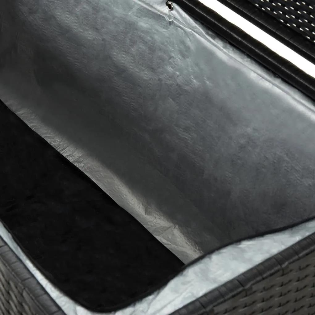 Lada de depozitare de gradina, negru, 200x50x60 cm, poliratan Negru, 200 x 50 x 60 cm