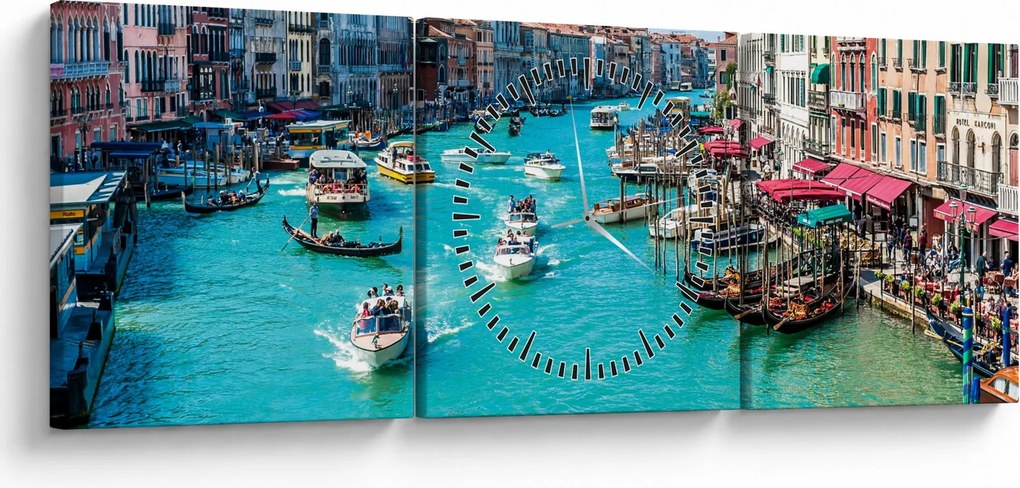 Tablou - Canalul Grande, Veneția, Italia (cu ceas) (90x30 cm)