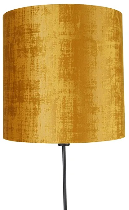 Lampă de podea neagră cu abajur auriu 40 cm reglabil - Parte