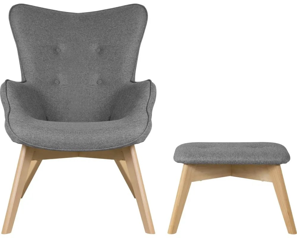 Fotoliu cu taburet gri Niko – Ropez