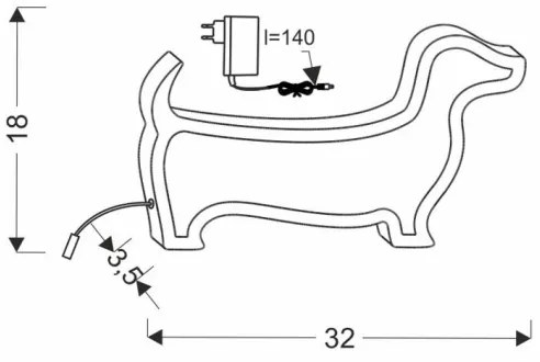 Lampă de masă pentru copii DOG, LED 12W/230V, albastră