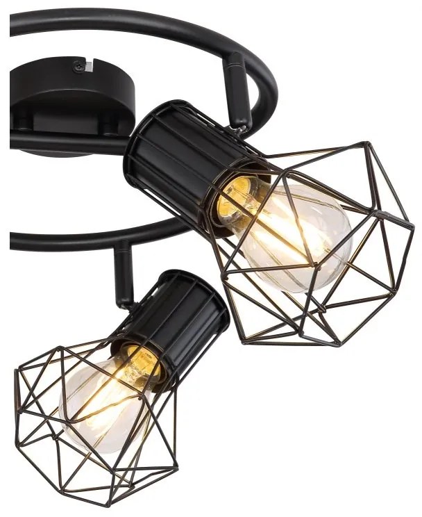 Plafoniera cu 3 spoturi design industrial PRISKA negru