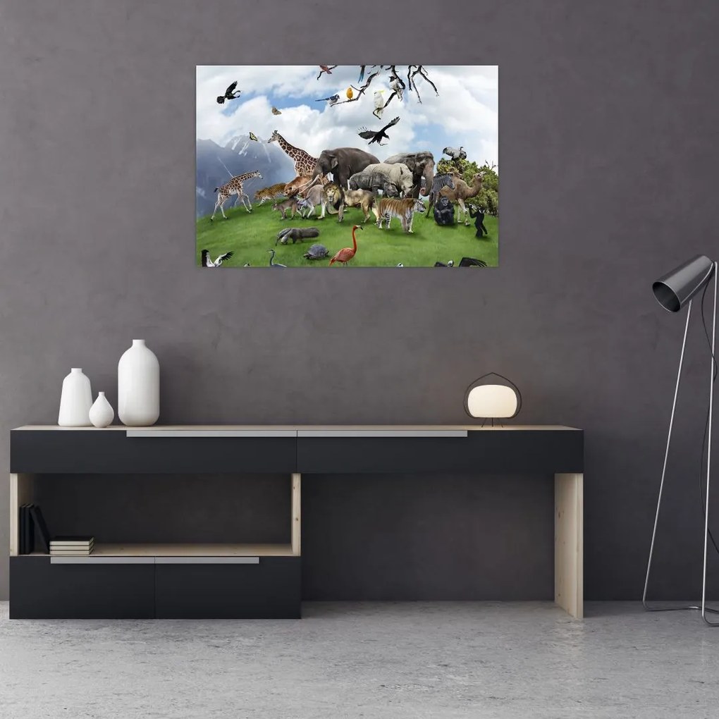 Tablou - Animale pe insulă (90x60 cm)