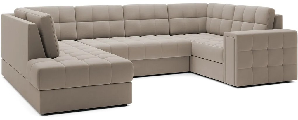Coltar extensibil stanga 5 locuri ELTAP, LT-18SO, Blewett, 299x198x82 cm, lemn/poliester, bej inchis