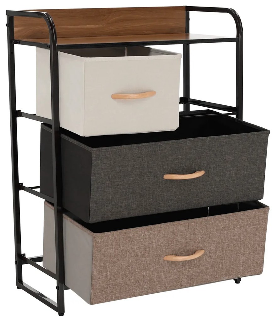 Comodă cu sertare din material textil HAZEL TIP 2,maro, M