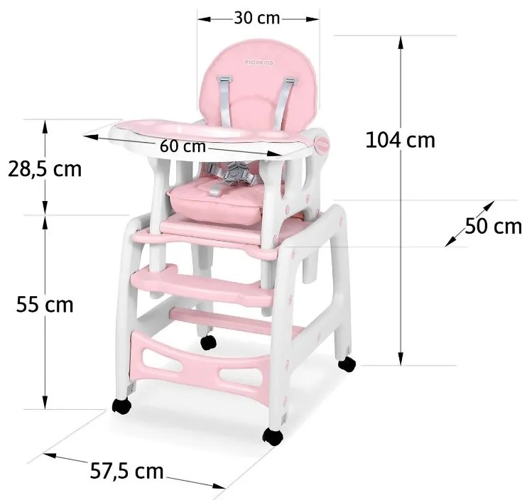 Scaun de masă pentru copii 5în1 Rose