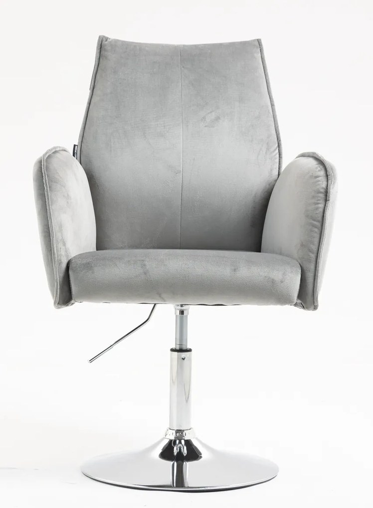 HR280N Scaun Gray din Catifea cu Bază Cromata