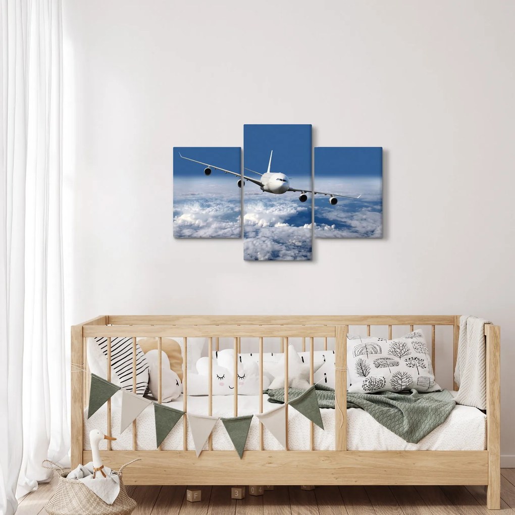 Tablou - Avion în nori (90x60 cm)